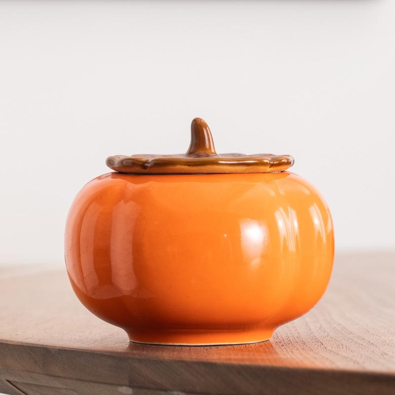 Persimmon Ruyi Persimmon Jar Happy Candy Jar Gift Box Ceramic Ornament Small Tea Can Wedding Wedding Gift