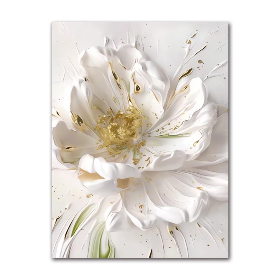 Abstract White Gold Flowers Canvas Modern Nordic Plant Posters And Prints Wall Art Pictures For Living Room Home Decor