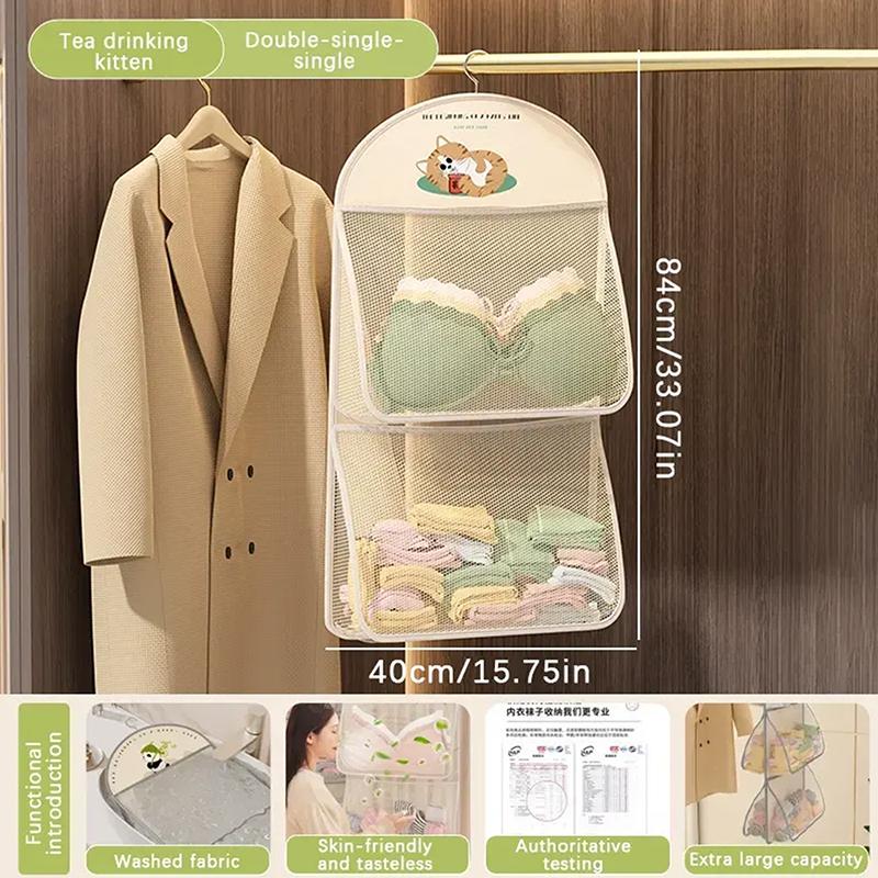 Large Capacity Storage Net, Dormitory Wardrobe, Socks Underwear Hanging Bag, Multilayer Breathable Mesh Pocket Door Storage Bags