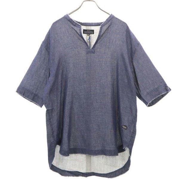 Brand new quolt Short sleeve shirt XL Navy TOP-GAUZE SHIRTS pullover Men's Used