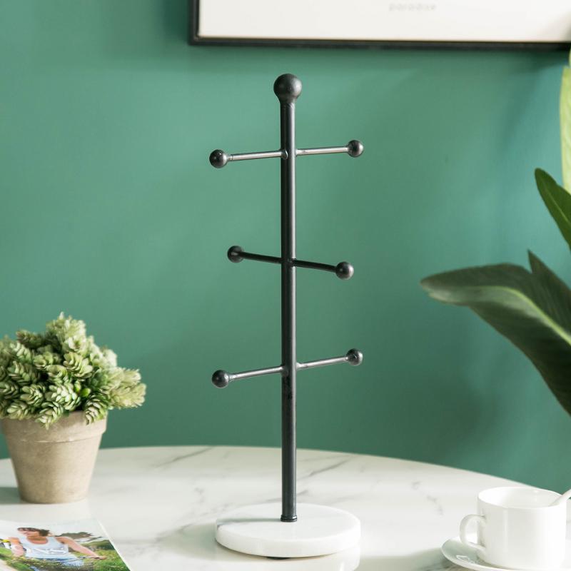 Подставка для стакана из мраморного металла Вешалка для стакана из кованого железа Сливная полка Стойка для хранения стаканов Полка-органайзер Держатели для стаканов Диспенсер для стаканов чёрный