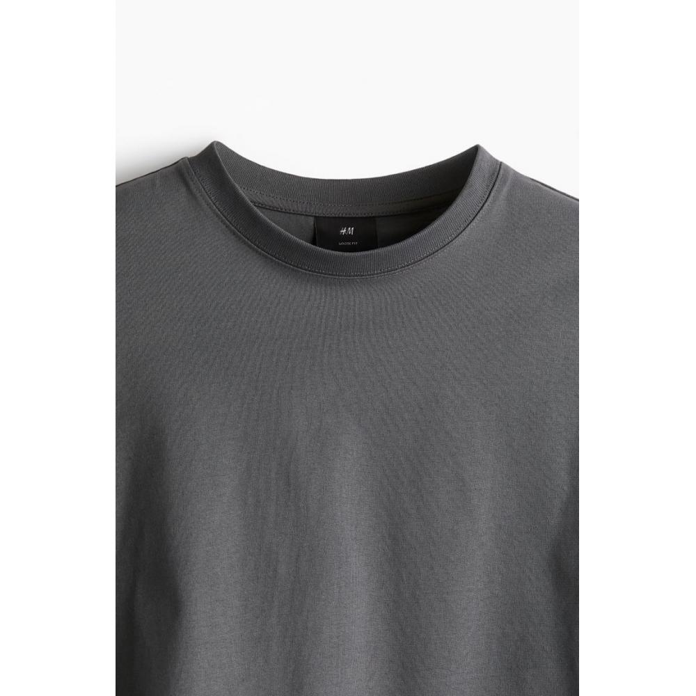 H M Loose FiT T sHirT Dark Grey