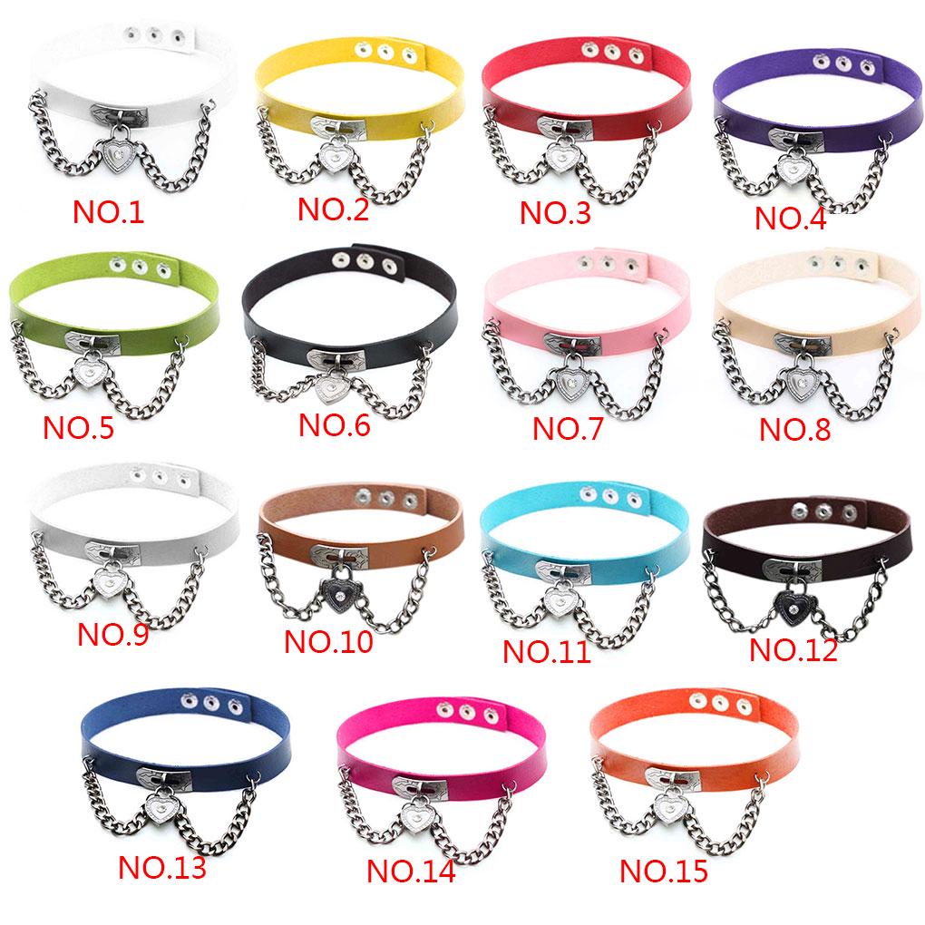 Punkowy Skórzany Choker Łańcuszek z Wisiorkiem Serce Naszyjniki Damskie Dziewczęce Biżuteria na Prezent