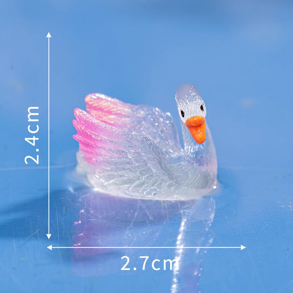 Colorful Luminous Swan Resin Ornament For Home Desk Decor And Crafting Diy