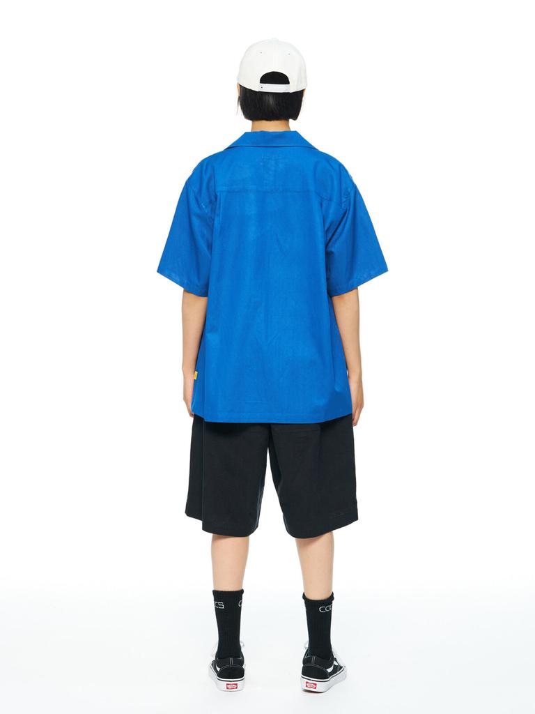 Ssississieseu Blue Camp Collar Shirts
