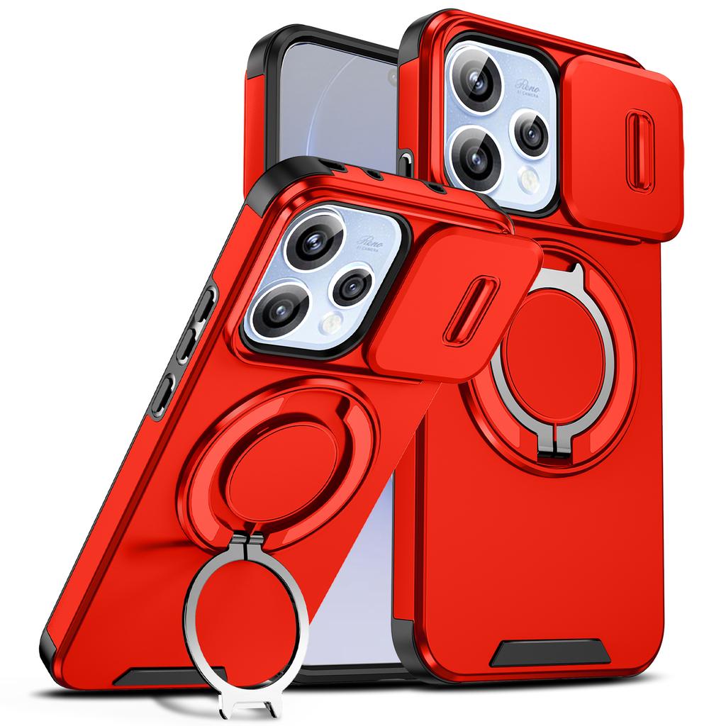 For Oppo Reno15 Case OPPO Reno 15 Cover Oppo Reno 15c Magnetic Ring Armor Slide Camera Lens Case Magsafe Wireless Charge Cover