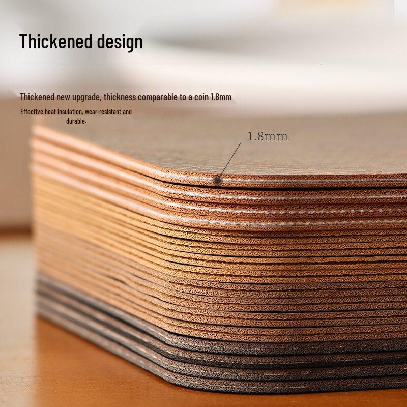 Chinese Style High-End Retro Leather Non-Slip Coaster for Water, Whiskey, and Tea Cups.