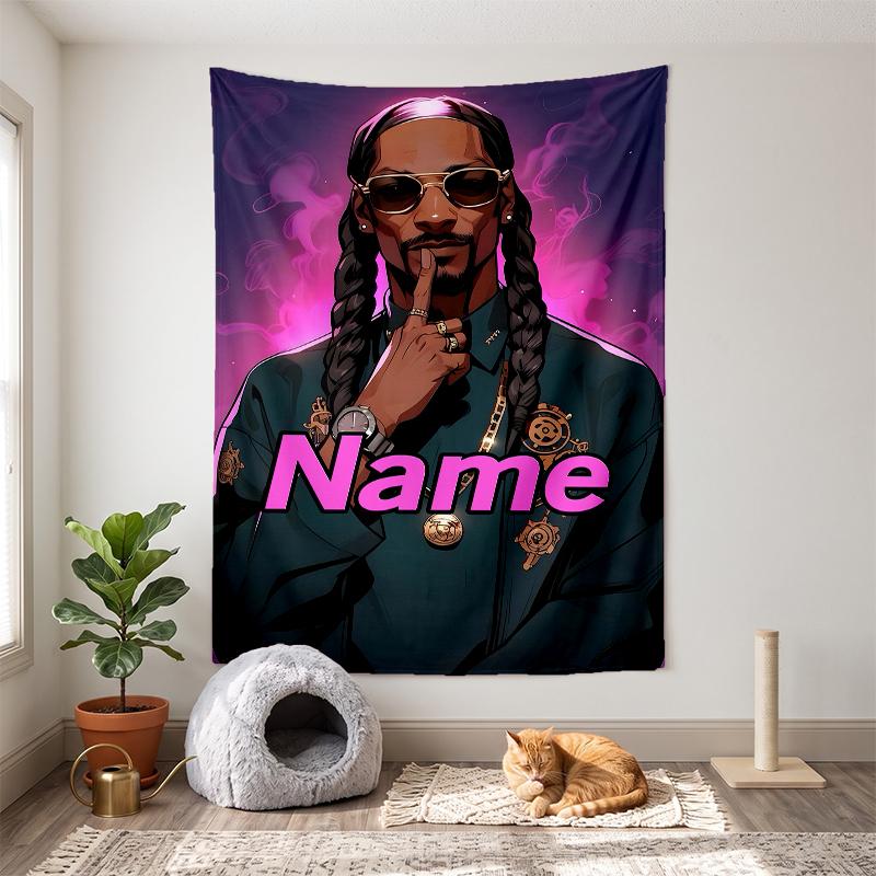 Snoop dogg (1) Personalisierbare Namens-Dekorations-Wandteppich, ideale Wahl für die Wanddekoration in Schlafzimmern, Wohnzimmern, Studentenwohnheimen und Zuhause