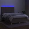 Sommier tapissier avec matelas - Taupe 140x190cm - Tête de lit réglable - LED colorée - 2 places