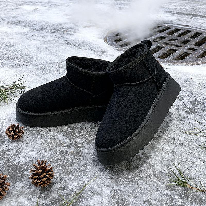 Snow boots women's winter warm cotton shoes piled and thickened women's snow cotton fur integrated women's shoes