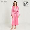 100% Pure Silk Womens Long Robe Lightweight Sleepwear Lounge Gown Home Fall Winter