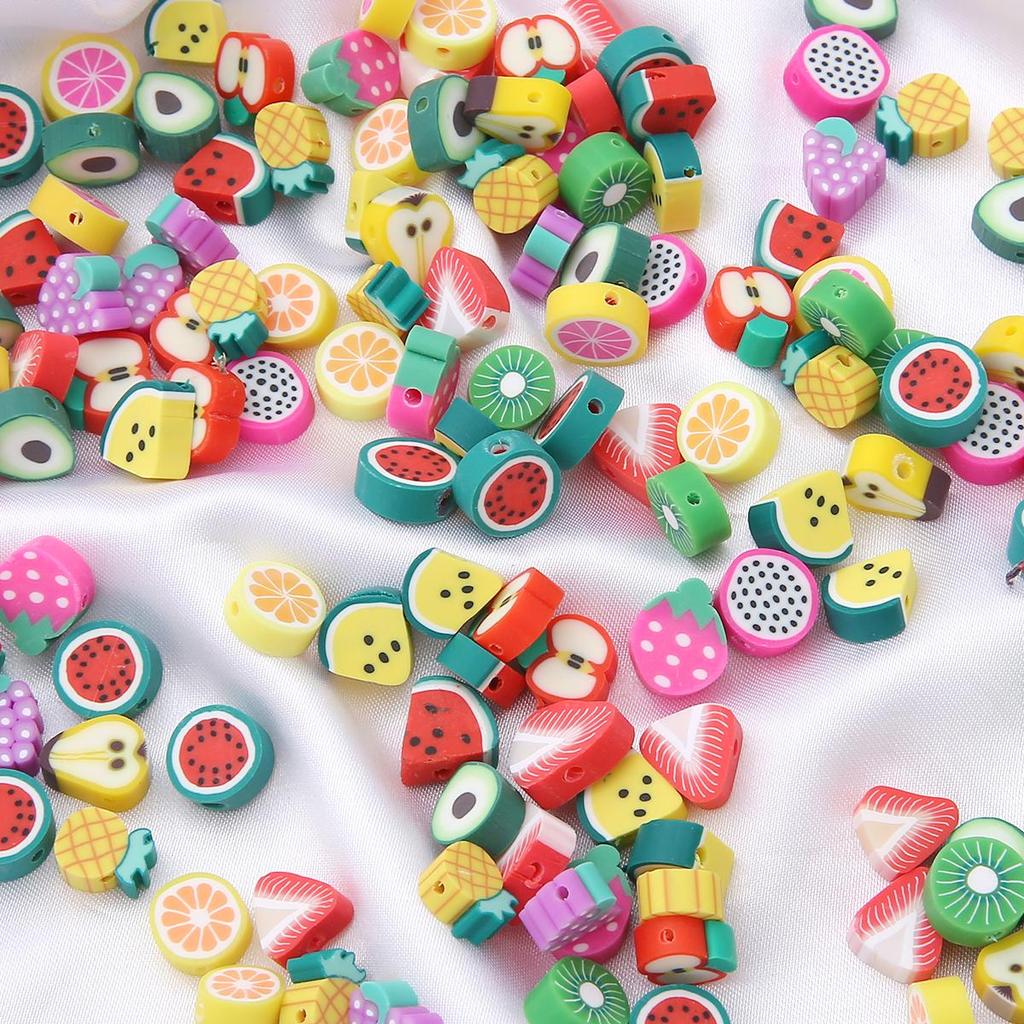 30pcs/bag Polymer Clay Fruit Beads DIY Bracelet Necklace Earrings Jewelry Accessories