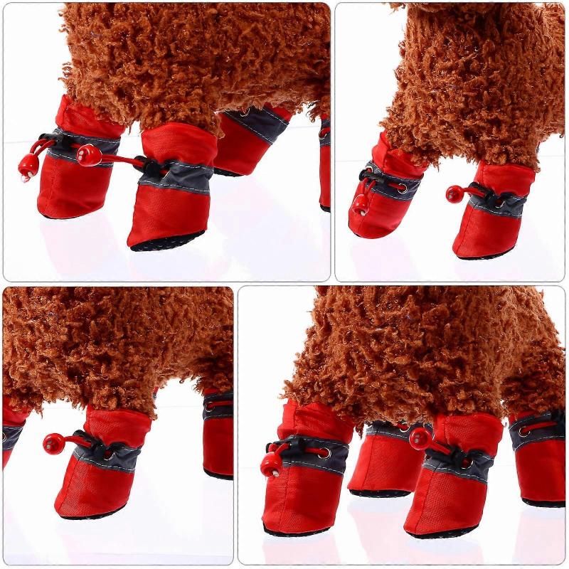 Winter Dog Boots 8 Pcs Non-Slip Paw Protection For Dogs In Cold Weather With Traction Features
