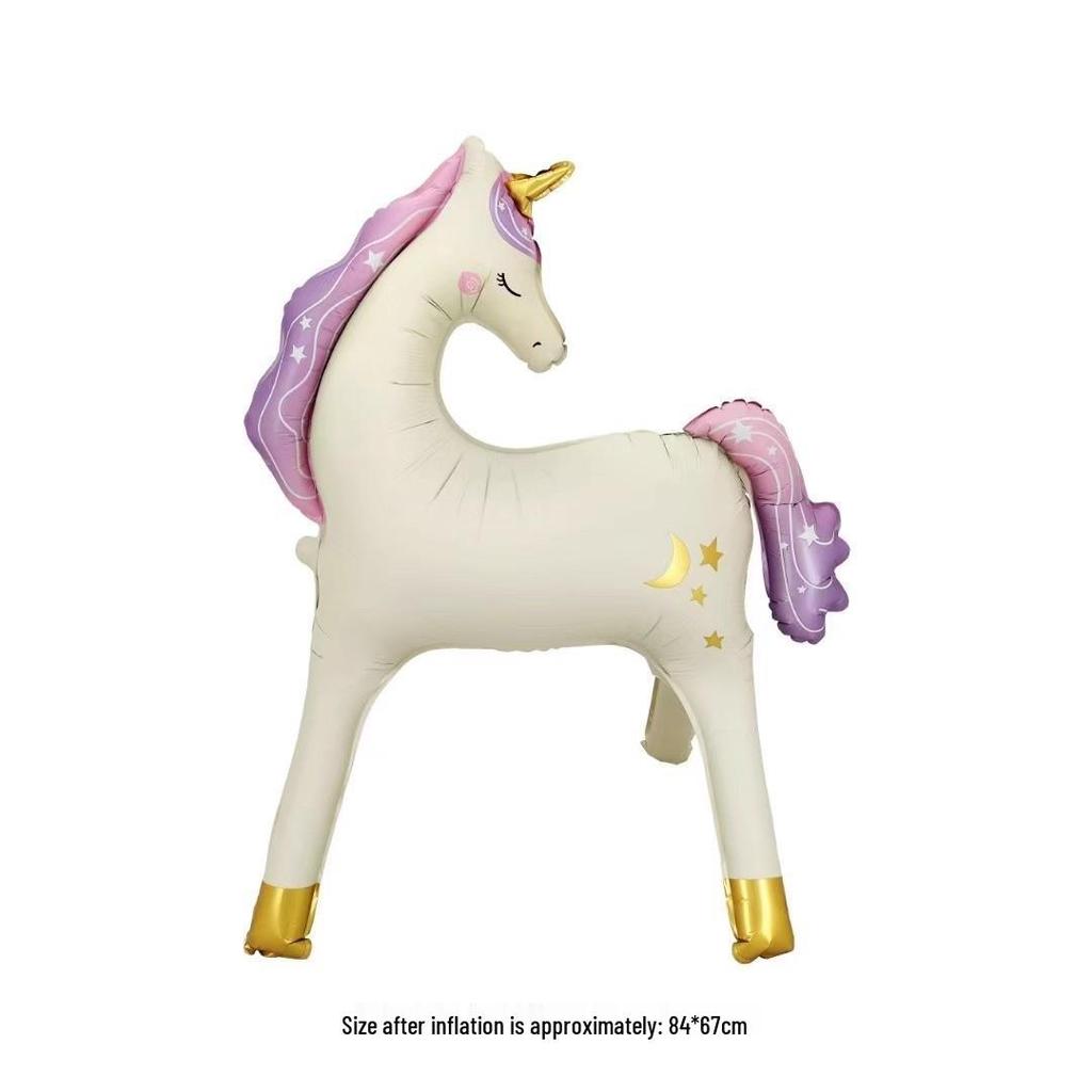 Korean Style Matte Unicorn Carousel Balloons for Kids' Birthday Decoration