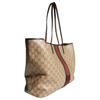 Gucci Tribeca GG Red Green Web Tote Bag Coated Canvas Shoulder Bag Large Women tote bag Dark-Brown 874745-FAF79-8547