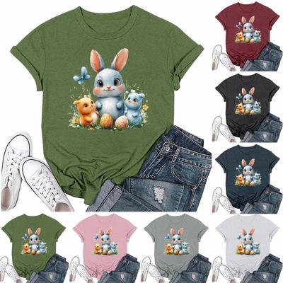 Women's Fashion Printed Round Neck Short Sleeved Casual T-shirt Top