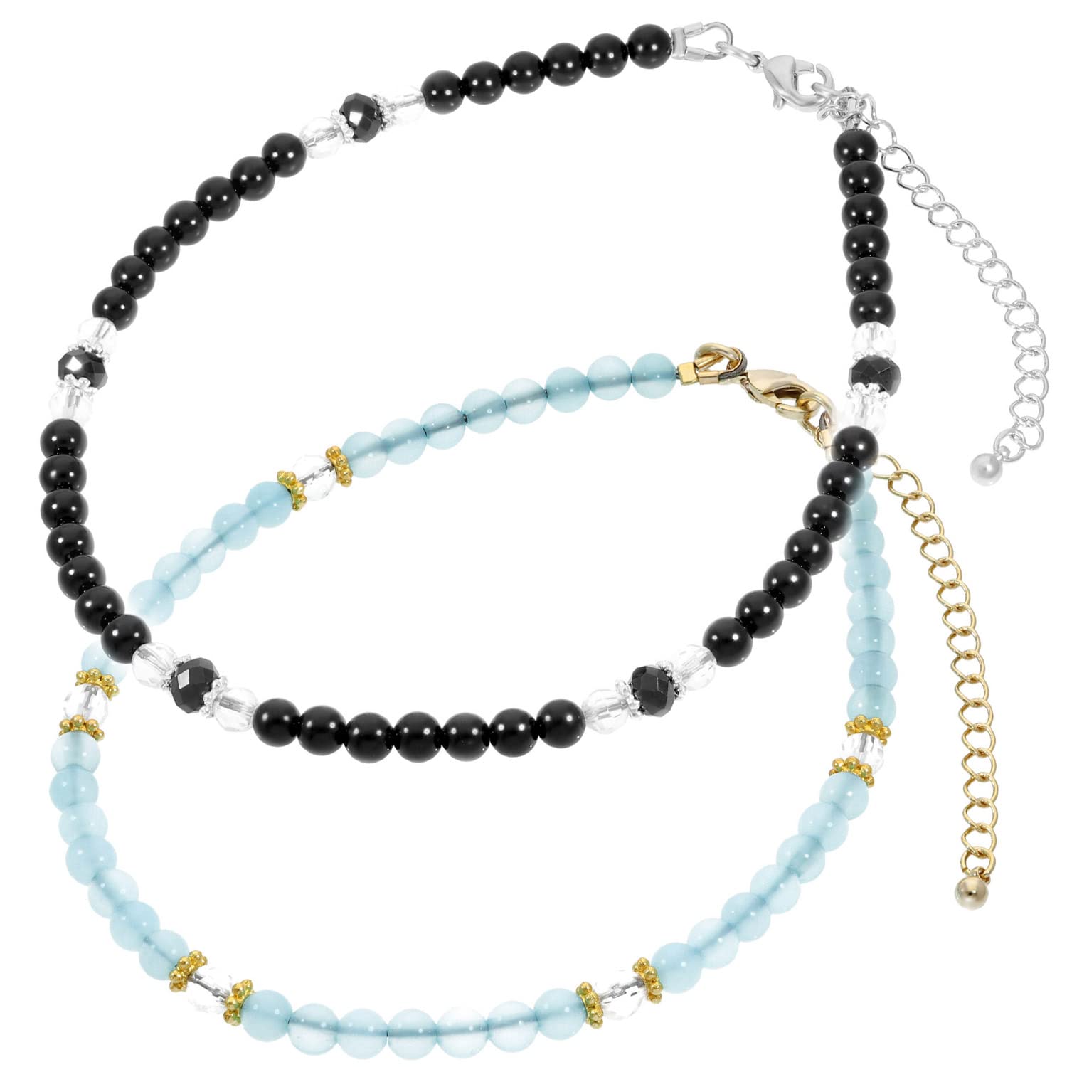 

Gin no Natural stone pair anklets and sea blue chalcedony Length Length [Shinjuku Kura] (onyx gold) approx. 24.5-30cm approx. 22-27cm (adjustable)