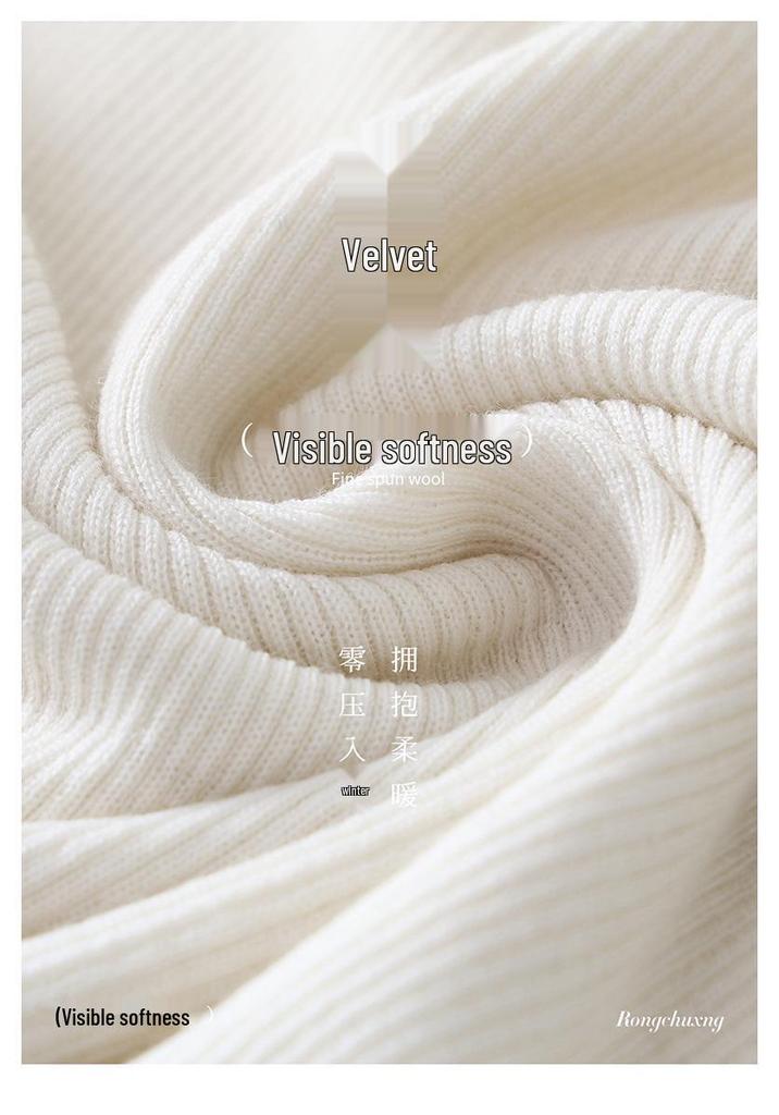 Women's Color-Block Knit Sweater, Long Sleeves, Fine-Spun Wool, French Style, Warm Base Layer for 2025 Autumn/Winter