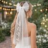 Pearl Bridal Veil Bow Bride Head Gauze Temperament Marry Veil  Bride Accessories