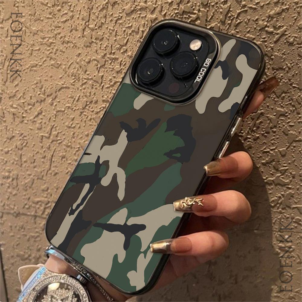 Print Camouflage Pattern Phone Case For iPhone 13 14 11 12 15 16 Pro Max Plus X XR XS Mini Colored Silver Protect IMD Hard Cover