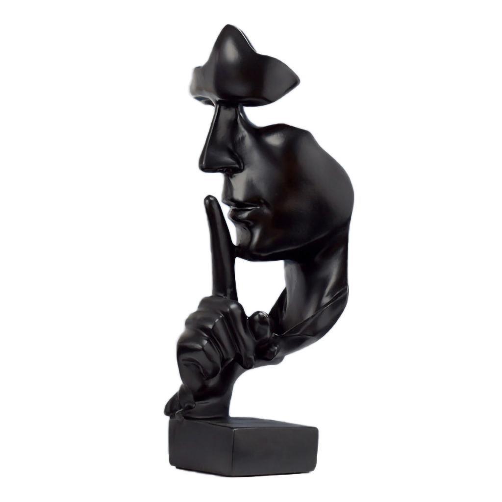 Thinker Statue Vivid Shape Compact Synthetic Resin Attractive Decorative Silence Is Golden Figurine for Home Black