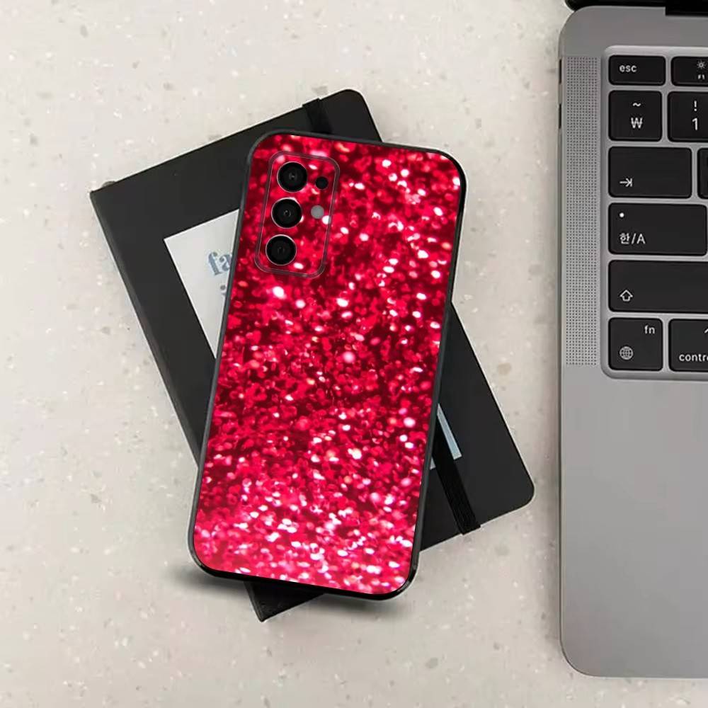 Dazzling Pink Glitter For Samsung Galaxy A73,J7,22,Note,72,41,31,8,9,52,71,53,32,Soft Black Silicone Cover Case