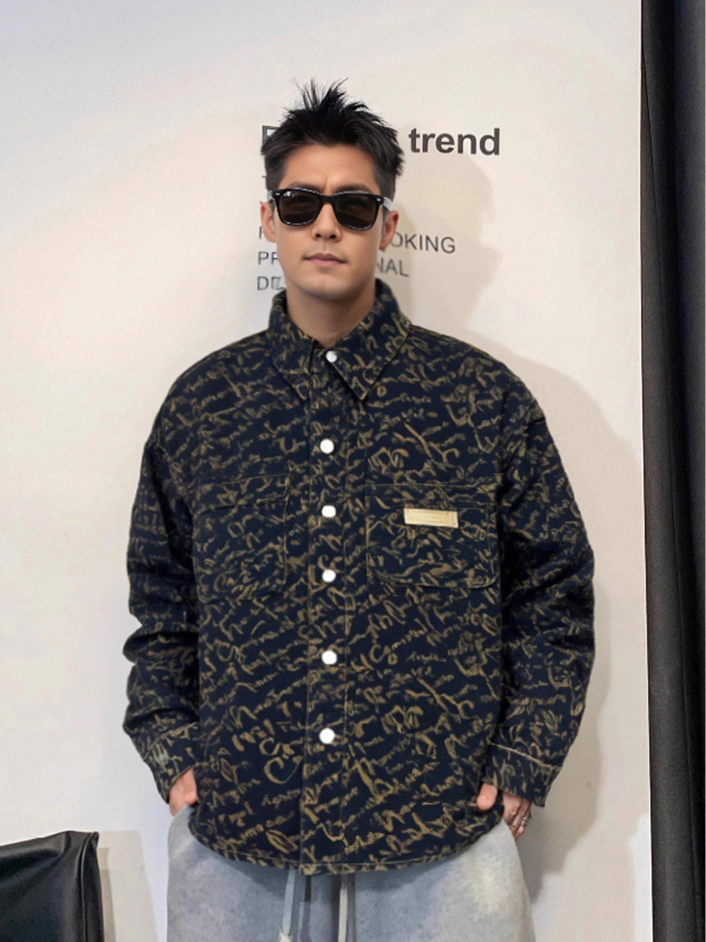 

Мужская модная легкая джинсовая куртка класса люкс - осенне-зимний дизайн с лацканами L