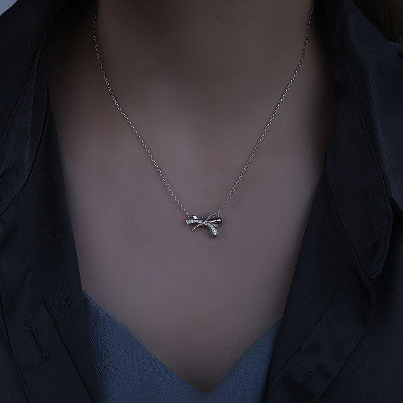 Schleifenkette Französischer Retro Temperament Neuer Stil Studenten Schlüsselbeinkette Damen