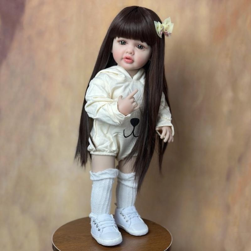 55 CM Naturtro full vinylkropp Gjenfødt Babyjentedukke Betty Straight Leg Levende Nyfødt Bebe Dukke Nydelig lekekamerat leketøy Julebursdagsoverraskelsesgaver