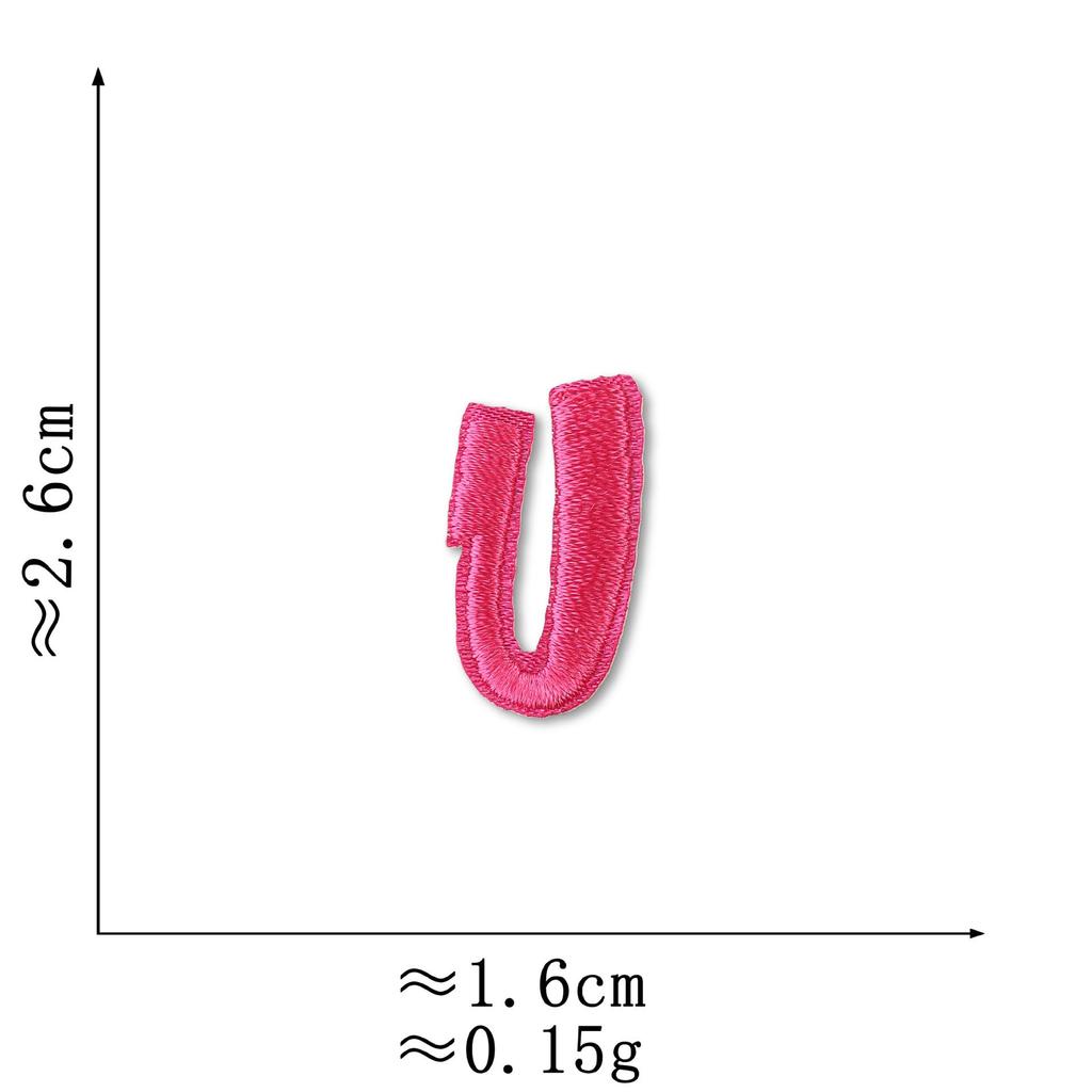 Pink Embroidered Alphabet Patch for Clothing Decoration
