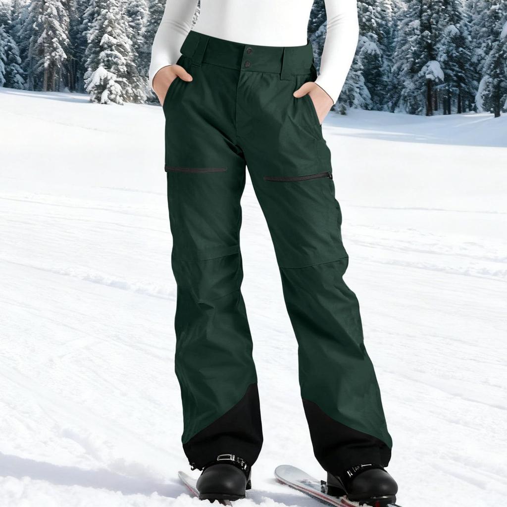 Pantaloni da Sci da Donna Impermeabili Imbottiti per Snowboard con Vita Regolabile Tasche con Zip Passanti per la Cintura e Polsini Rinforzati