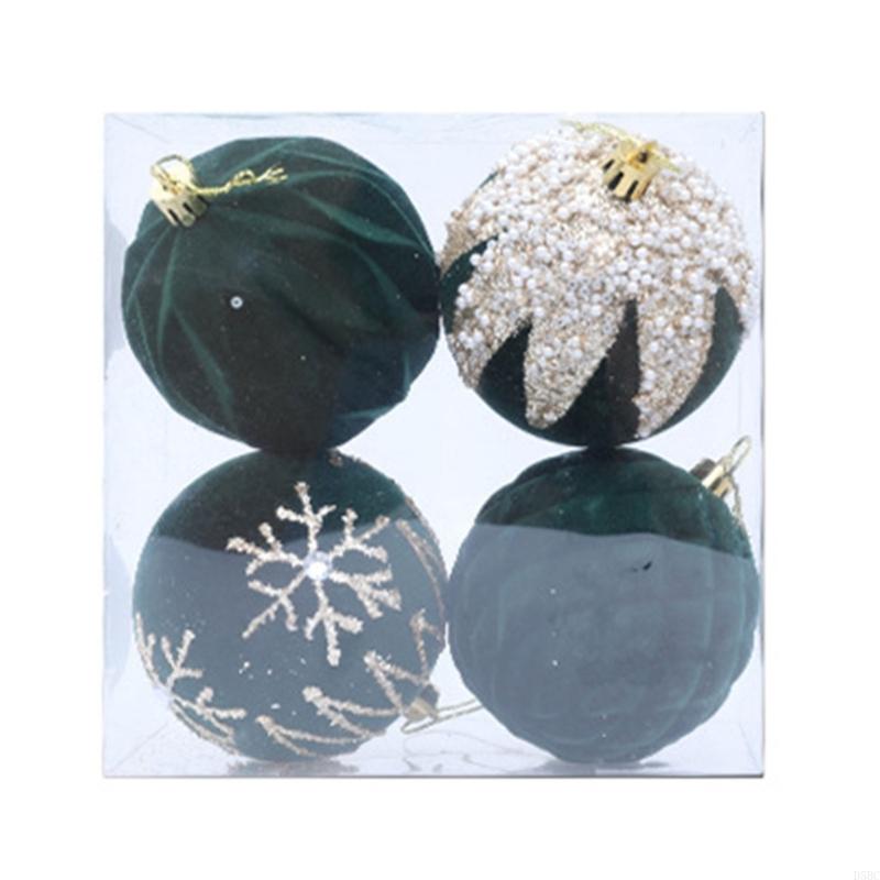 4Pcs Shimmering Christmas Baubles Shatterproof Christmas Ball Hangings Ornament For Tree Wreath Holiday Decoration