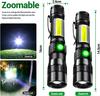 3in1 LED Flashlight UV Flashlight with 1200Lumen LED Light,Magnetic LED Torch with COB Sidelight,Zoomable,Waterproof for Camping