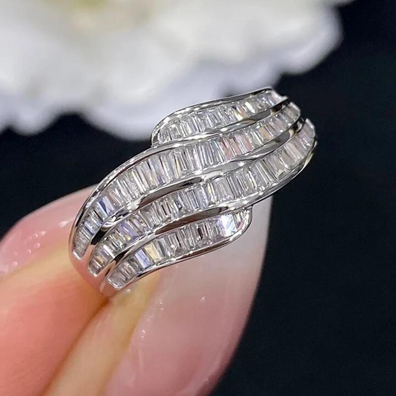 Huitan Wedding Rings for Women Luxury Zinc Alloy Color/Gold Color Geometric Rings with Rectangular CZ Fashion Lady Zircon for Party