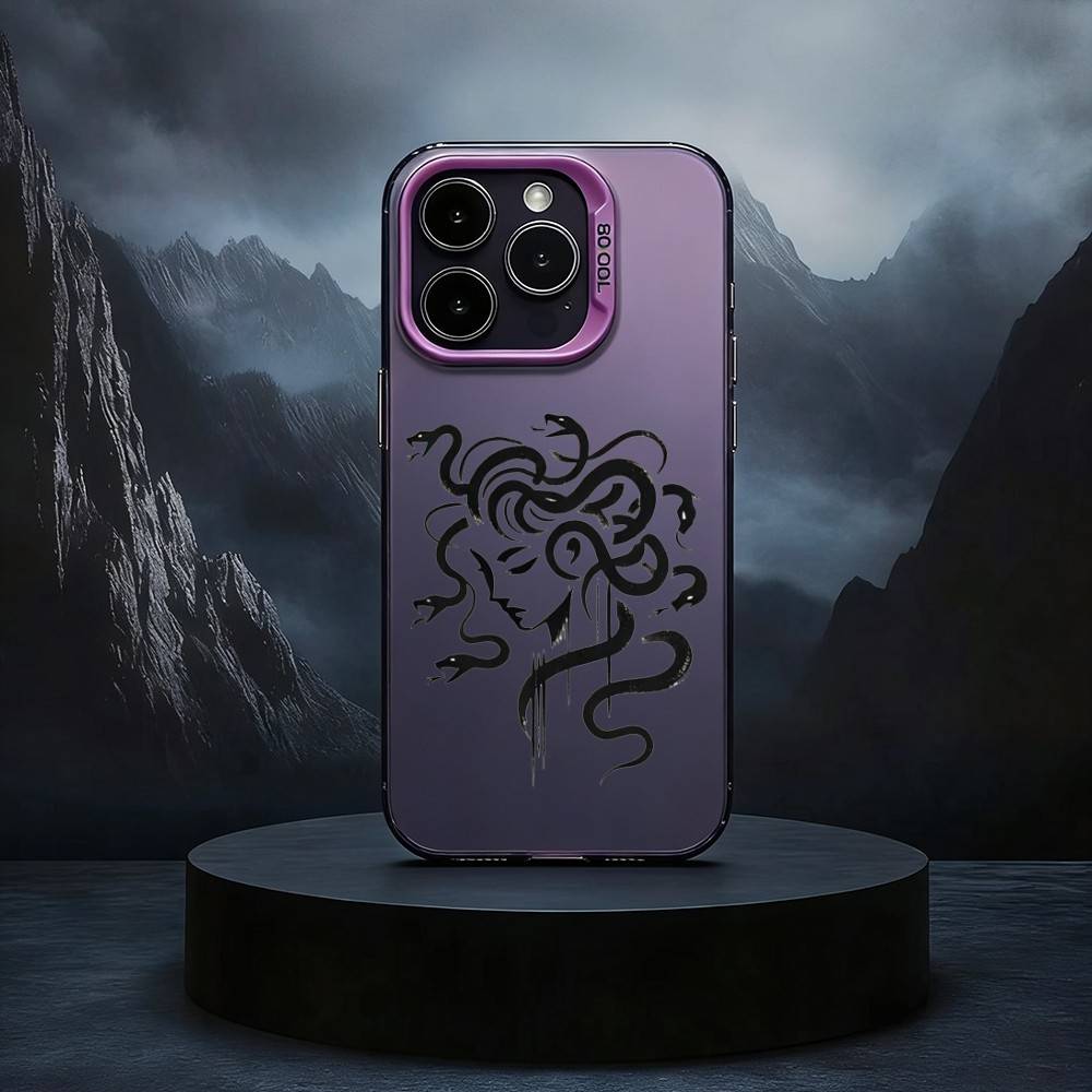 Medusa Greek Mythology Phone Case For iPhone17,16,15,14,13,12,11 Plus,Pro Max Black Candy silver phone case