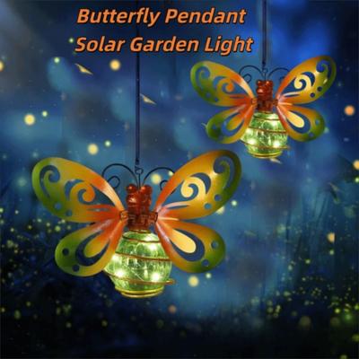 Auto On/Off Solar Butterfly Lantern 8H Lighting 7-8H Lighting Hanging Lantern Waterproof Butterfly Design Metal Lamp Patio