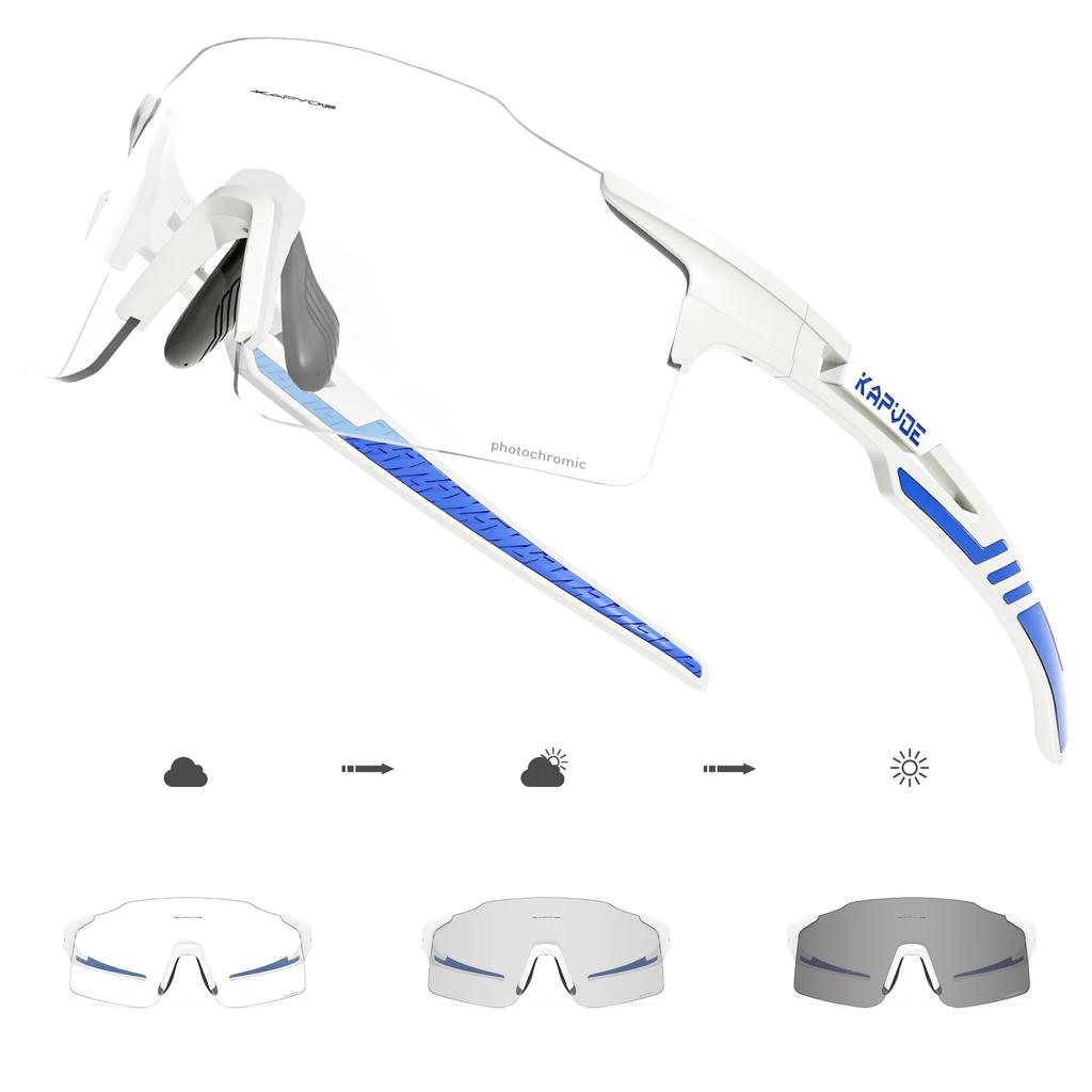 Kapvoe Photochromic Cycling Glasses MTB Cycling Sunglasses Outdoor Bike Eyewear Sports Glasses UV400 Bicycle Goggles Eyepieces
