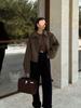 European & American Women's Retro Solid Color Lapel Short Jacket - Brown.