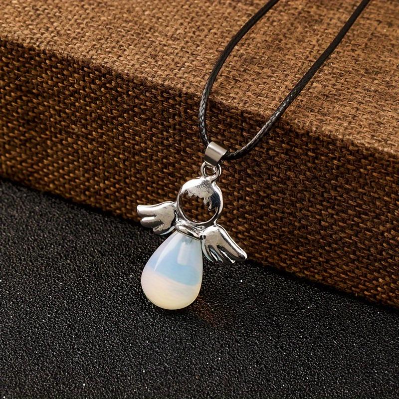 Amethyst Rose Quartz Angel Wing Pendant with Aventurine Stone