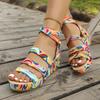 Fashion Comemore Large Size Colourful Sandals Women Gladiator Platform Summer Shoes for Women Casual Wedge High Heels Roman Sandalias