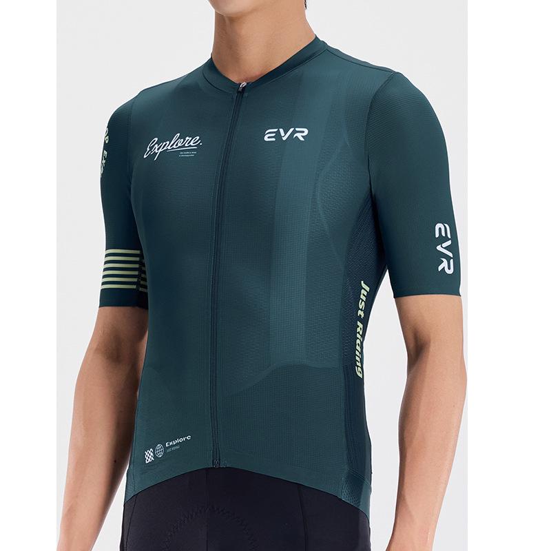 EVR Men's Quick-Dry Summer Cycling Jersey - Short Sleeve Printed Top (Explore Series)