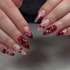 French Red 3D Wearing Nail Sweet Manicure Nail Piece Cherry Bow Wearing Fake Nail Piece