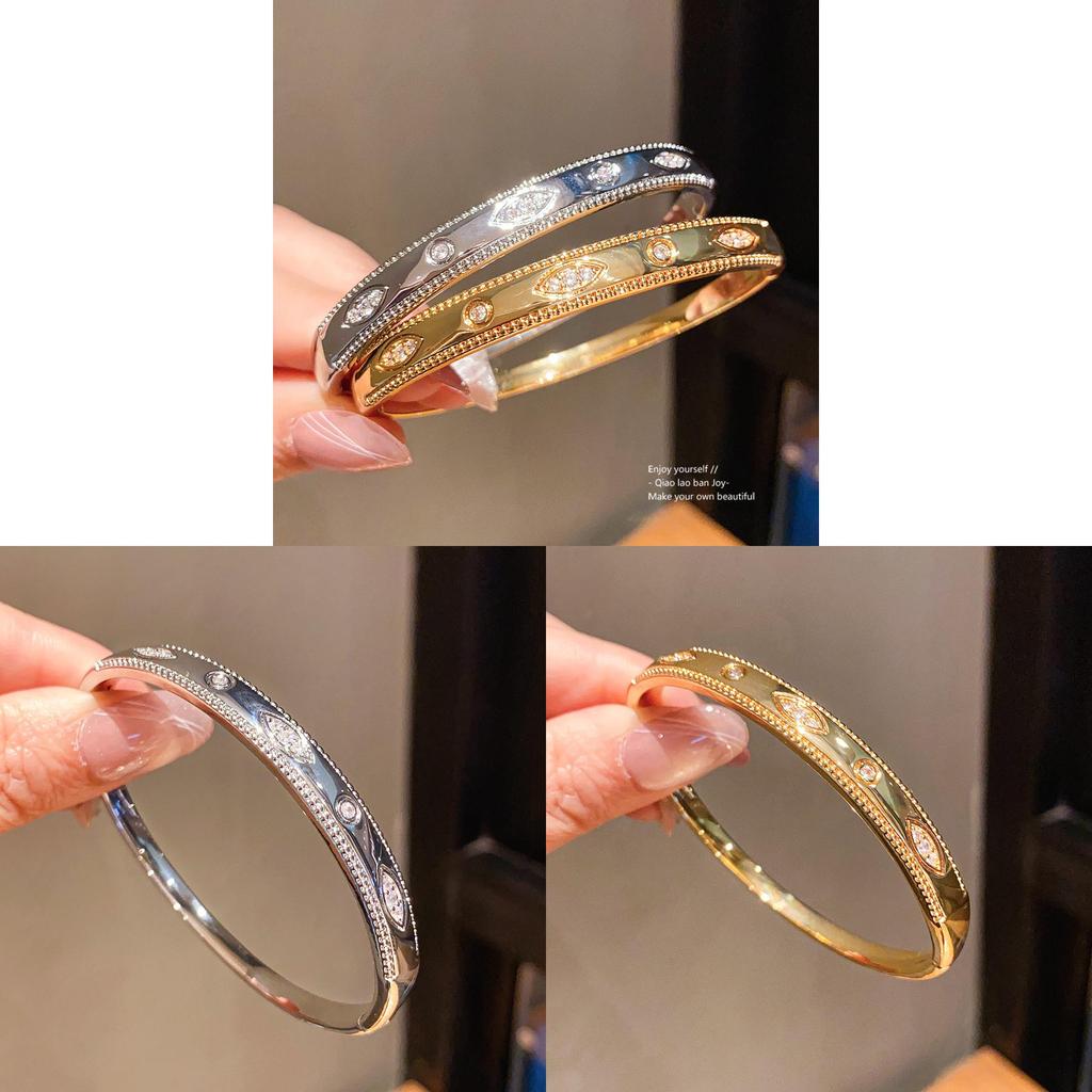 Geometric Zircon Crystal Gold Plated Bracelet With Round Shape For Elegant Women