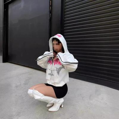 Europäisches und Amerikanisches Street Hip Hop Design Bedruckter Reißverschluss-Hoodie für Männer und Frauen