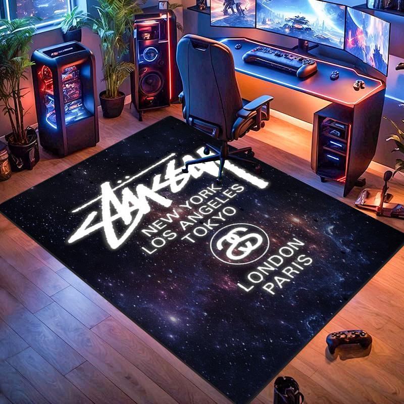 Vintage Beige Paper Skate Circle Text Signature Logo Area Rug Non Slip Mat, Retro Hand Drawn Street Graffiti Carpet for Bedroom Decor