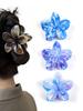 3 Pcs Hawaiian Flower Hair Claw Clips for Thick Hair,Non Slip Marble Vein Plumeria Flower Hair Pins for Women Beach Vacation