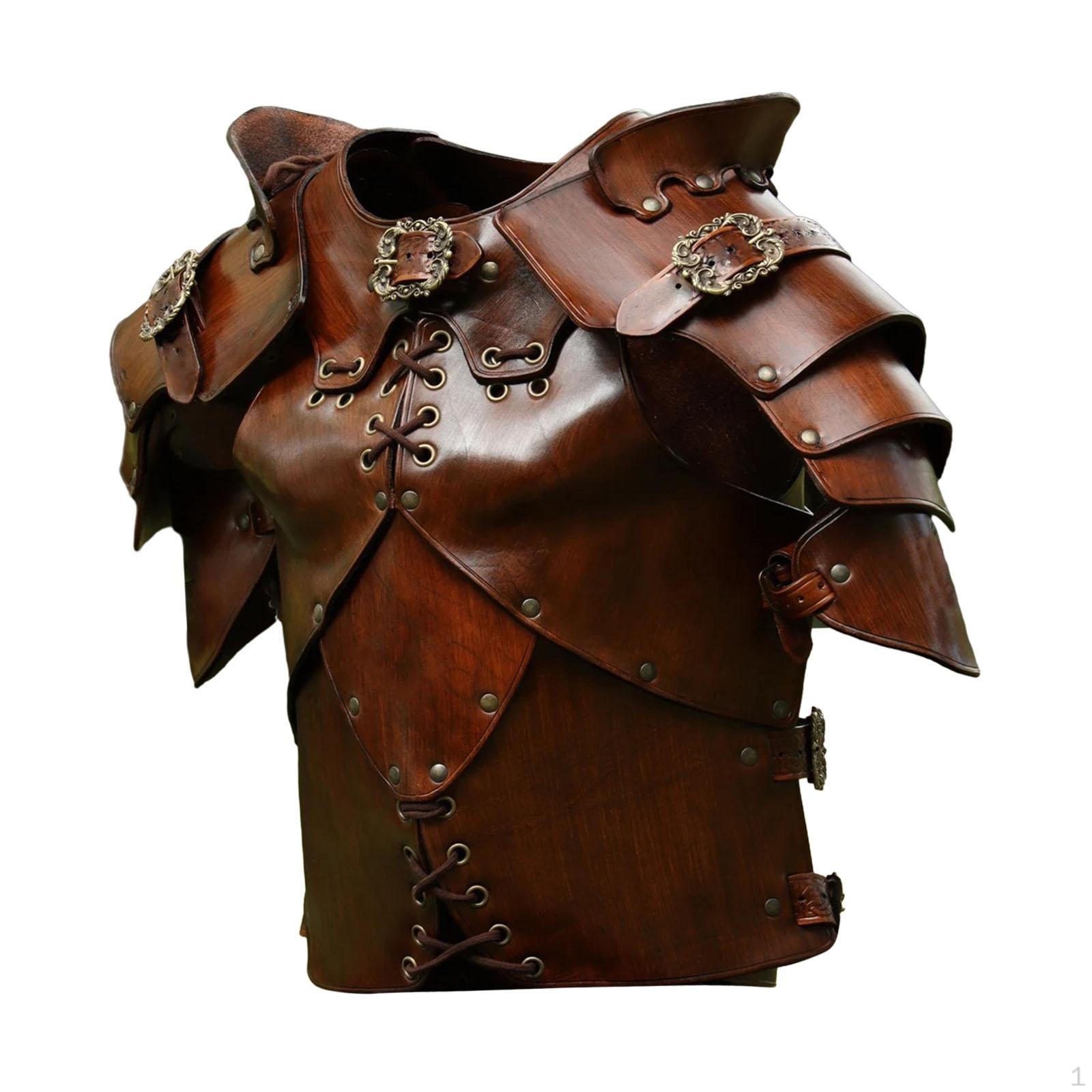 

Мужская средневековая нагрудная броня с регулируемым ремешком, жилетная броня для косплея на Хэллоуин коричневый