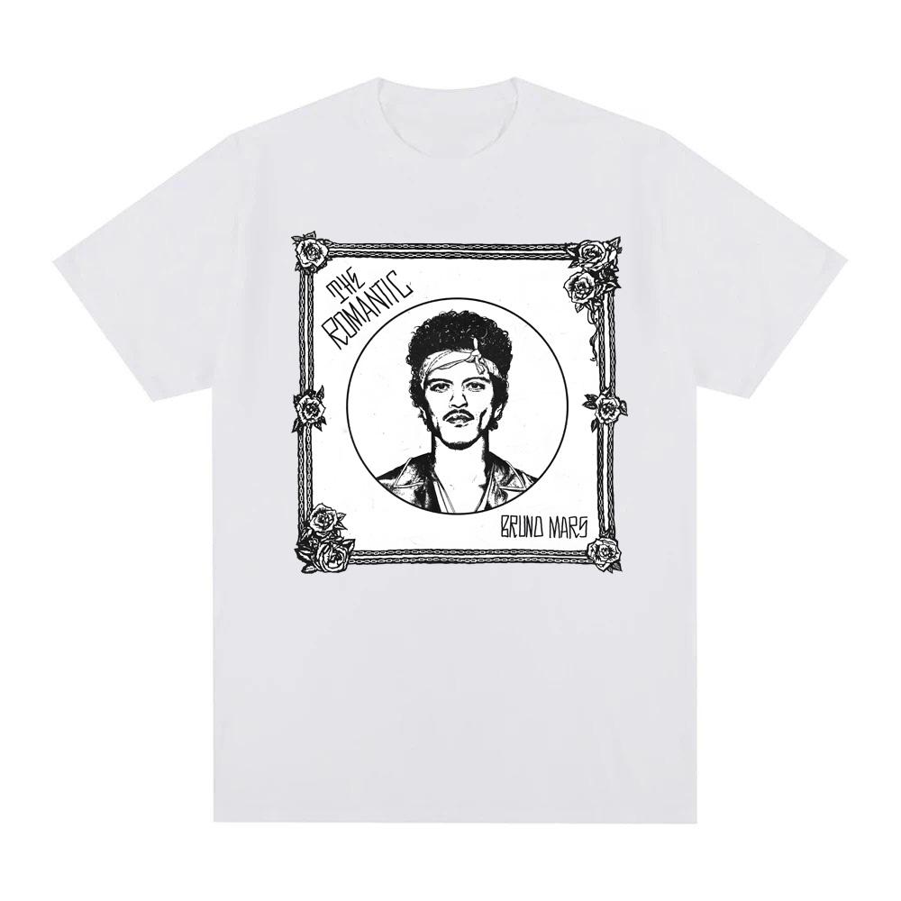 

2026 Новый Альбом Песня THE ROMANTIC TEE Бруно Марс Модная Футболка Высокого Качества Мода 100% Хлопок Круглый Вырез Одежда XS белый
