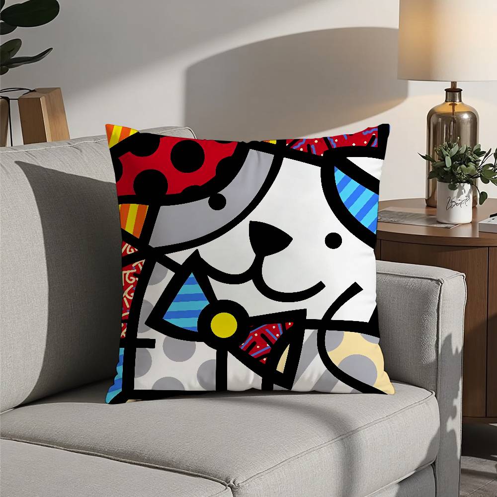 Romero B-Britto Art Pillow Case 3D Print Polyester Fiber 40*40cm Home Sofa Throw Decoration Festival Gift
