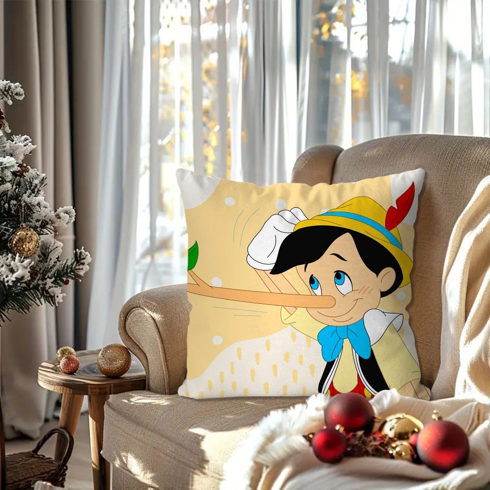 

Classic Fairy Tale P-Pinocchio Animation Pillow Case Square Pillow Bedroom Sofa Leisure ComfortLiving Room Home Decoration 40X40 16x16Inch